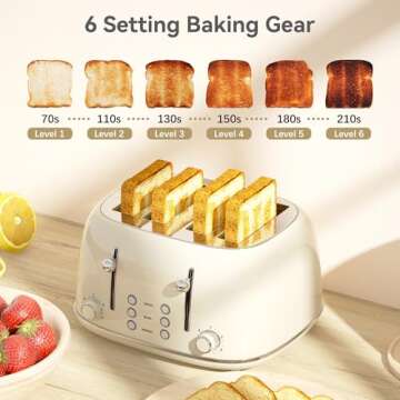 Retro 4 Slice Toaster with 6 Settings and Wide Slots