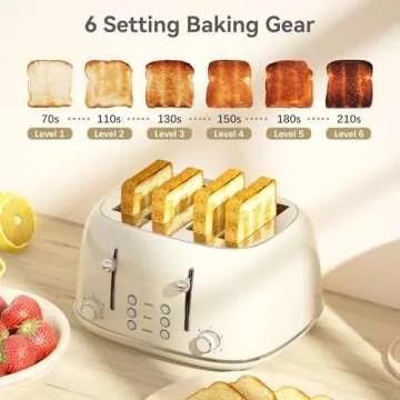 Retro 4 Slice Toaster with 6 Settings and Wide Slots