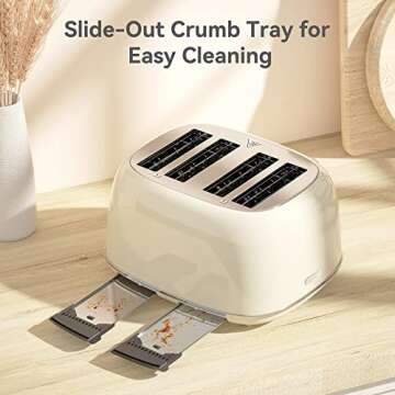 Retro 4 Slice Toaster with 6 Settings and Wide Slots