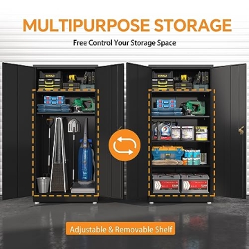 Fohufo Metal Storage Cabinet with Lockable Doors & Adjustable Shelves