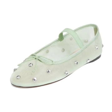 XYD Women Girls Ballet Flats Slip On Closed Almond Toe Elastic Single Strap Bowknot Cute Dress Date ...