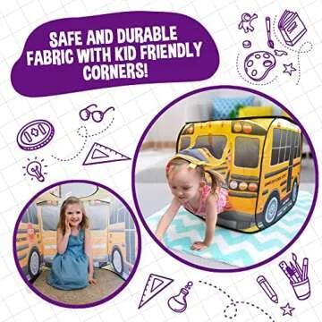 Sunny Days Entertainment Pop Up School Bus – Indoor Playhouse for Kids | Yellow Vehicle Toy Gift for Boys and Girls