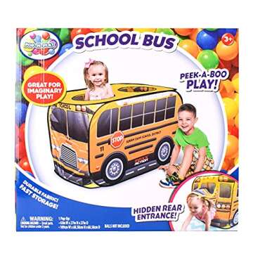 Sunny Days Entertainment Pop Up School Bus – Indoor Playhouse for Kids | Yellow Vehicle Toy Gift for Boys and Girls