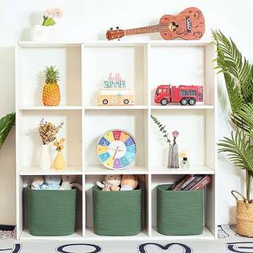 MINTWOOD Design 3-Pack 11x11 Inch Cube Storage Bin, Woven Storage Cube Organizer, Closet Organizer, ...
