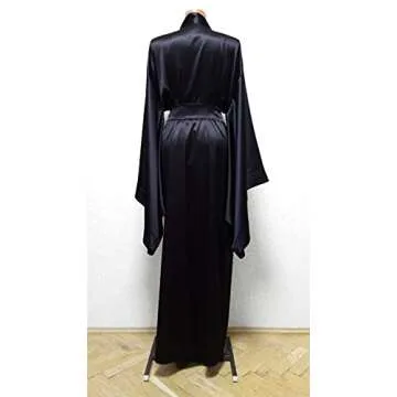 BATHGOWN Women's Silk Kimono Long Robe Satin Bridesmaid Wedding Sleepwear Beach Blouses Bikini Cover Up Plus Size