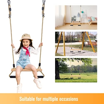 Wooden Trapeze Swing Bar with Rings for Kids Play