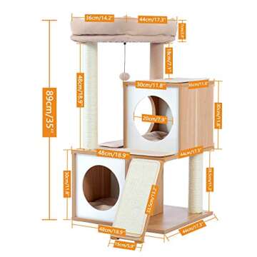 PAWZ Road 35-Inch Cat Tree with Double Condos and Perch