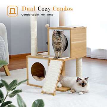 PAWZ Road 35-Inch Cat Tree with Double Condos and Perch