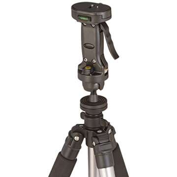 Amazon Basics Pistol Grip Camera Travel Tripod with Bag - 34.4-72.6 Inches, Silver and Black