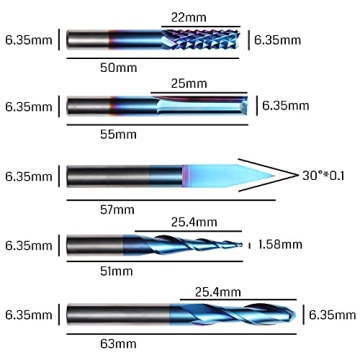 Genmitsu CNC Router Bit Set 1/4" Shank with Nano Coating