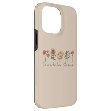 iPhone 14 Pro Max Love Like Jesus Boho Flowers Bible Scripture Religious Faith Case