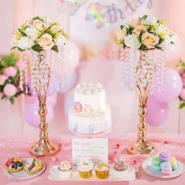 Inweder Wedding Flower Balls for Centerpieces - 2 Pcs Artificial Flower Ball Arrangement Bouquet, Fake Flowers Rose Balls for Weddings, Birthday Party, Home Decor, Peachy Champagne & White