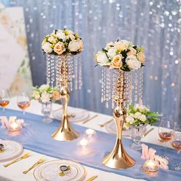 Inweder Wedding Flower Balls for Centerpieces - 2 Pcs Artificial Flower Ball Arrangement Bouquet, Fake Flowers Rose Balls for Weddings, Birthday Party, Home Decor, Peachy Champagne & White