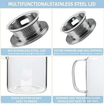 Yirilan 2 Liter Glass Pitcher with Lid and Spout