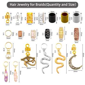 Messen 121Pcs Dreadlocks Jewelry - Elegant Hair Accessories for Braids