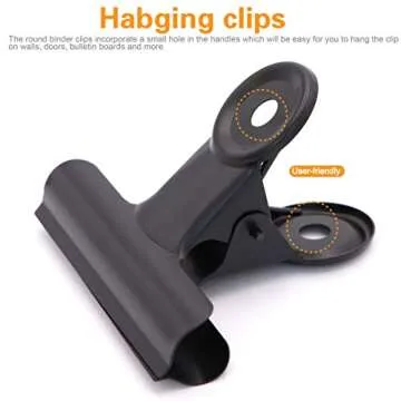 Jeemitery 20pcs 2 inch Black Bulldog Binder Paper Clips/Metal Hinge Clip File Clamps for Crafts, Food Bags, Drawings, Photos at Home Kitchen Office Useage