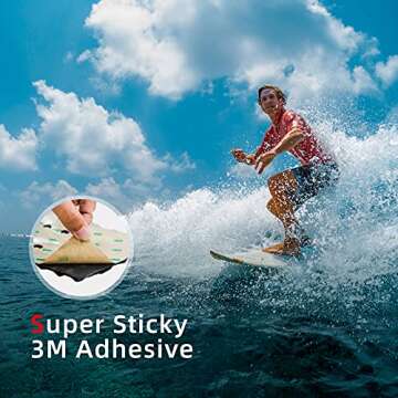 Abahub 3 Piece EVA Surfboard Deck Traction Pads with Kicker for Stomp Skimboards, Surf Boards, Funboard, Fish Board, Black