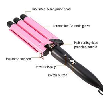Hair Curling Iron 1 inch 3 Barrel Hair Crimper Ceramic Two Gear Temperature Control Hair Waving Styl...
