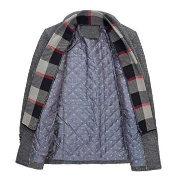 FASHINTY Men's Classical Style Turndown Collar Warm Wool Coat Jacket #265 (Gray, Regular fit - L)