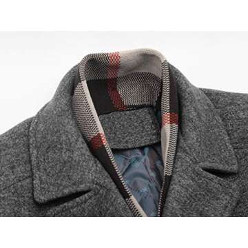 FASHINTY Men's Classical Style Turndown Collar Warm Wool Coat Jacket #265 (Gray, Regular fit - L)