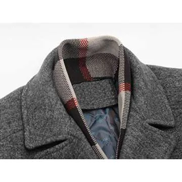 FASHINTY Men's Classic Wool Coat Jacket - Comfortable Fit