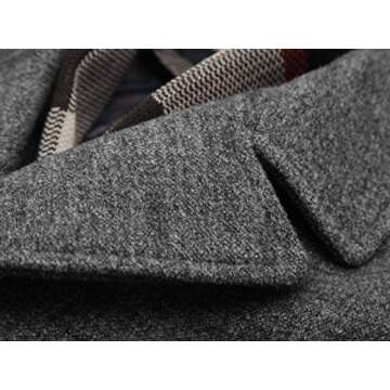 FASHINTY Men's Classical Style Turndown Collar Warm Wool Coat Jacket #265 (Gray, Regular fit - L)