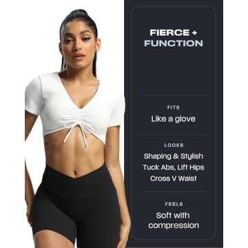 Aoxjox Trinity Workout Biker Shorts for Women Cross-Waist Crossover High Waisted Tummy Control Athle...