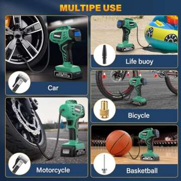 Tire Inflator Portable Air Compressor,Digital Cordless Tire Inflator,2X Faster Car Tire Pump with 20V Rechargeable Battery,Dual Power Supply Modes,Air Pump for Car Tires,E-Bike etc. (Green)