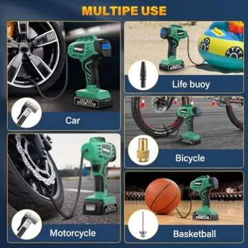 Tire Inflator Portable Air Compressor,Digital Cordless Tire Inflator,2X Faster Car Tire Pump with 20V Rechargeable Battery,Dual Power Supply Modes,Air Pump for Car Tires,E-Bike etc. (Green)