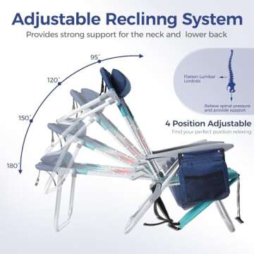 ALPHA CAMP Beach Chairs Set 2 with Cooler Bag & Straps