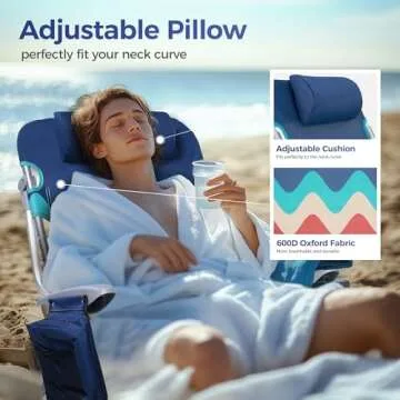 ALPHA CAMP Beach Chairs Set 2 with Cooler Bag & Straps