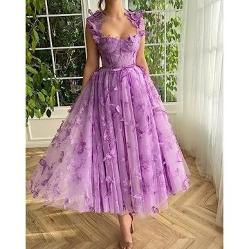 Elegant JNXIANGW 3D Butterflies Tulle Prom Dress