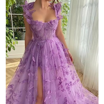 Elegant JNXIANGW 3D Butterflies Tulle Prom Dress