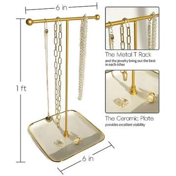 VROOMIUM Elegant Ceramic Necklace Holder for Jewelry