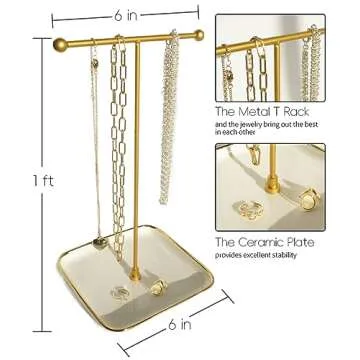 VROOMIUM Elegant Ceramic Necklace Holder for Jewelry