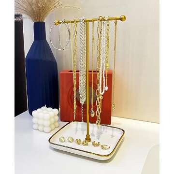 VROOMIUM Elegant Ceramic Necklace Holder for Jewelry