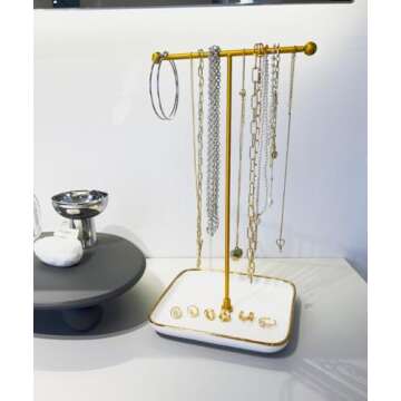 VROOMIUM Elegant Ceramic Necklace Holder for Jewelry