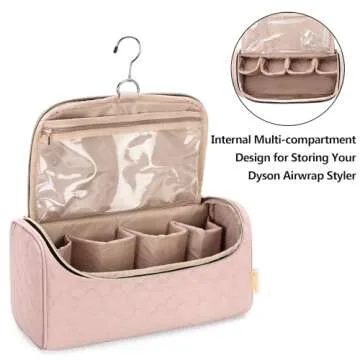 Yarwo Travel Case Compatible for Dyson Airwrap Complete Styler All Models and Attachments, Portable Storage Bag with Hanging Hook for Hair Curler Accessories, Pale Mauve (Patent Design)