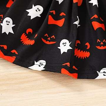 HAPPYMA Toddler Baby Girls Halloween Outfit Pumpkin Plaid Ruffles Sleeve Shirt Tops Suspender Skirt Clothes Set