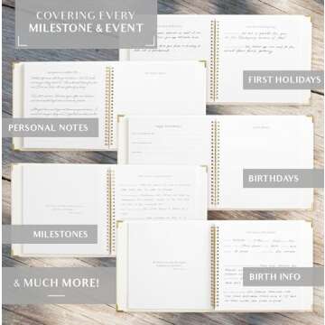 Keepsake Baby Memory Book for Boys and Girls – Timeless First 5 Year Baby Book – Neutral Journal Scrapbook or Photo Album - Record a Milestone for Every Event from Birth to Age 5