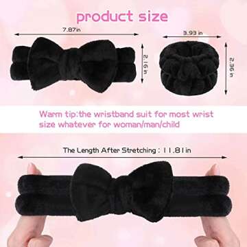 WSYUB Makeup Headbands, 1pcs Black Spa Headband Fluffy Bow Tie Headband Microfiber Face Headband, an...