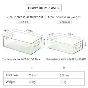 Stackable Clear Plastic Storage Bins for Kitchen Pantry Organization