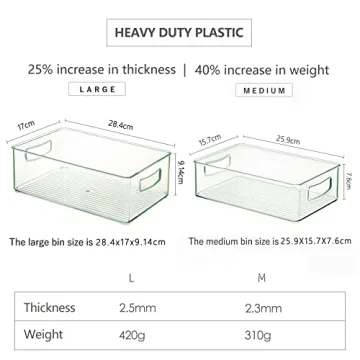 Stackable Clear Plastic Storage Bins for Kitchen Pantry Organization