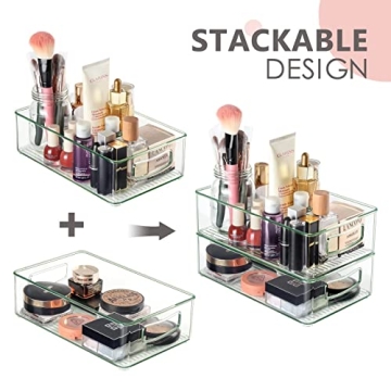 Stackable Clear Plastic Storage Bins for Kitchen Pantry Organization