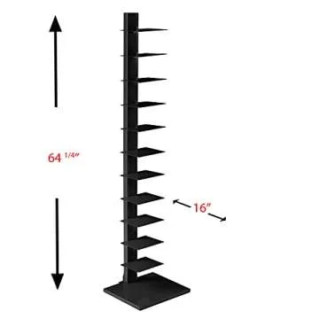 SEI Furniture 12 Shelf Metal Spine Book Tower  - Stylish Storage Solution
