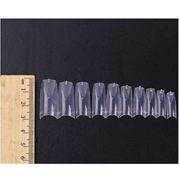 AORAEM Clear French Coffin Nails Tips 500 PCS 10 Sizes Half Cover Clear Nail Tips French Style Straight Nail Tips Acrylic Fake Nails with Box for Nail Salon Home DIY