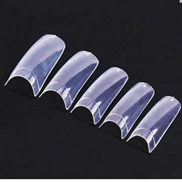 AORAEM Clear French Coffin Nails Tips 500 PCS 10 Sizes Half Cover Clear Nail Tips French Style Straight Nail Tips Acrylic Fake Nails with Box for Nail Salon Home DIY