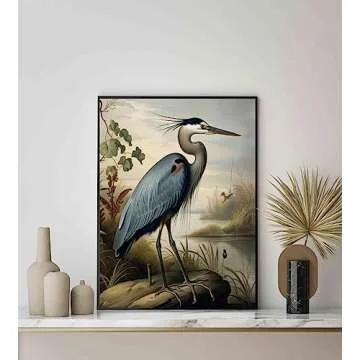 Blue Heron Poster Art Print for Home Decor