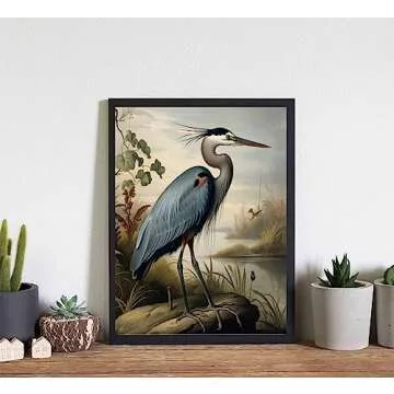 Blue Heron Poster Art Print for Home Decor