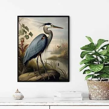 Blue Heron Poster Art Print for Home Decor
